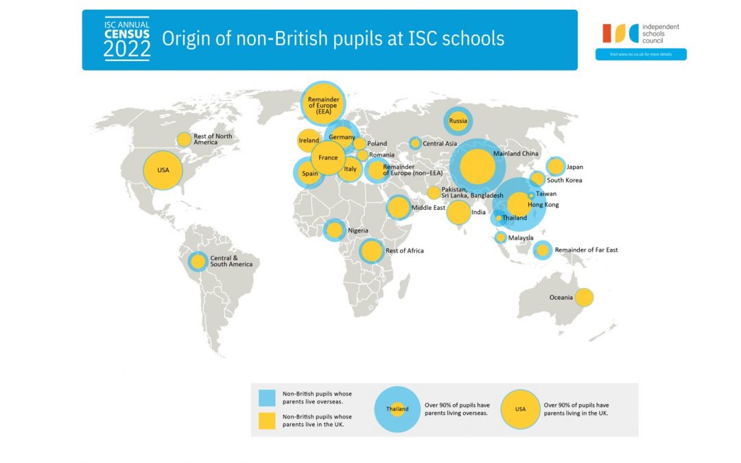 The number of international students at UK independent schools has increased